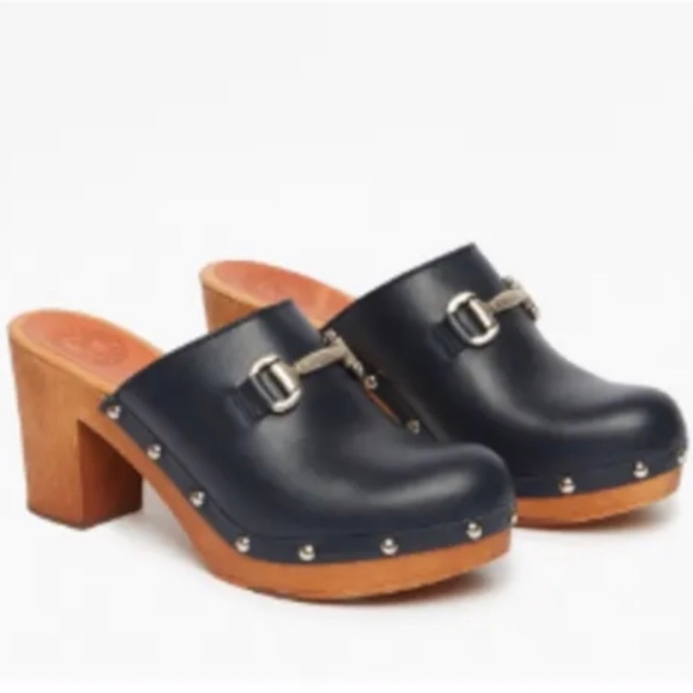 Penelope Chilvers Mid Horsebit Clogs in Navy